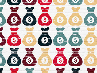 Image showing Finance concept: Money Bag icons on wall background