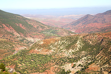 Image showing the    dades valley in atlas  africa ground  and red