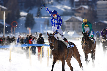 Image showing Horse Race in the snow