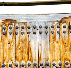 Image showing brown  morocco in africa the old wood  facade home and rusty saf