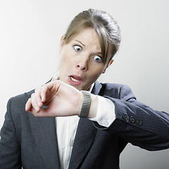 Image showing Late businesswoman