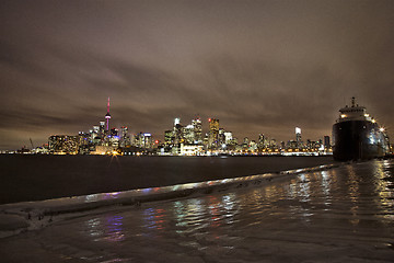 Image showing Toronto Polson Pier Winter Night