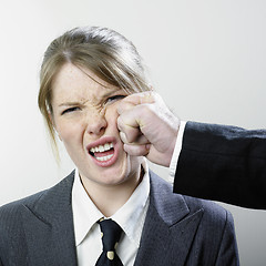 Image showing Punched businesswoman