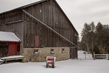 Image showing Old Vintage Barn and Sleigh