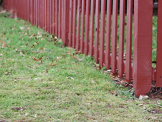 Image showing Red Picket Fence Corner