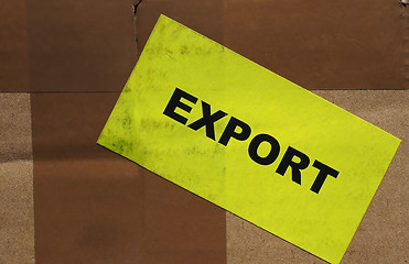 Image showing Cardboard box with export label