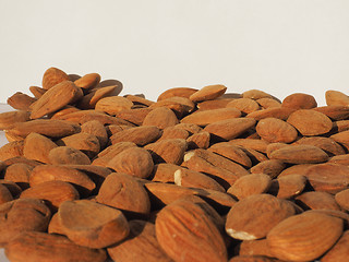Image showing Almonds dried fruit with copy space