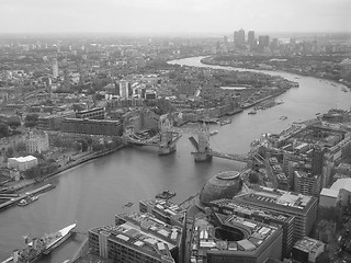 Image showing Black and white Aerial view of London