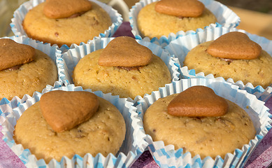 Image showing Mini cupcake with decoration in the form of a heart.