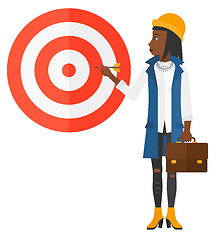 Image showing Business woman with target board.