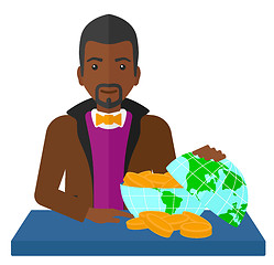 Image showing Man with globe full of money.