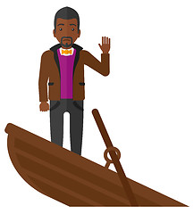 Image showing Businessman standing in sinking boat.
