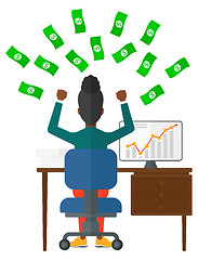 Image showing Successful business woman with money.