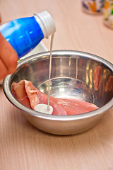 Image showing chicken breast marinating