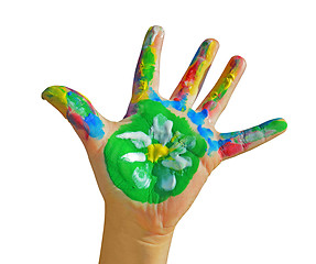 Image showing Painted kid hand