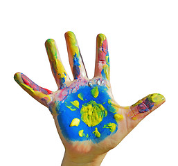 Image showing Painted kid hand