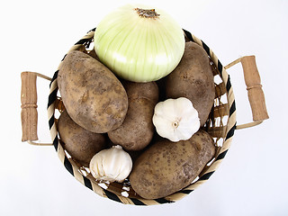 Image showing Potatoes, Onion and Garlic