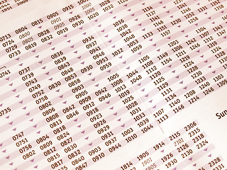 Image showing  Timetable vintage