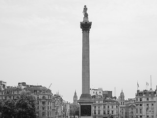 Image showing Black and white Nelson Column in London