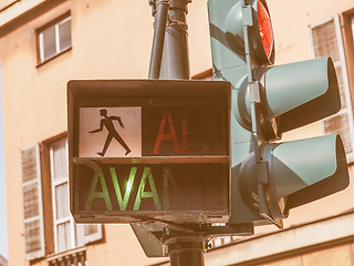 Image showing  Green traffic light vintage