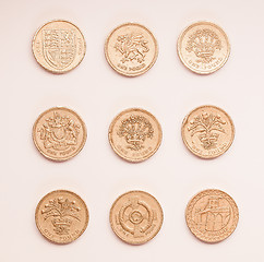 Image showing  One Pound coins vintage
