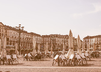 Image showing Retro looking Piazza Vittorio Turin