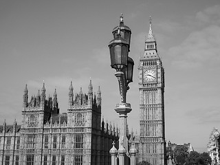 Image showing Black and white Houses of Parliament in London