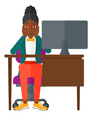 Image showing Tired employee sitting in office.