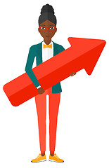 Image showing Successful business woman with arrow up.