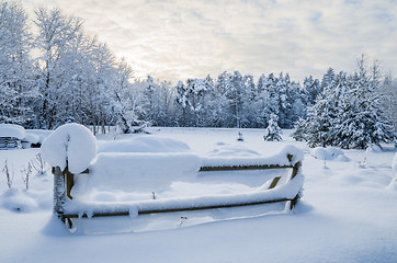 Image showing Snow-covered landscape in the countryside. Viitna, Estonia