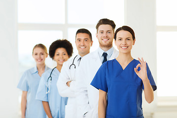 Image showing group of happy doctors at hospital