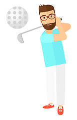 Image showing Golf player hitting the ball.