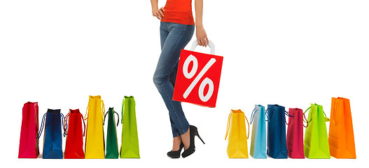 Image showing close up of woman with shopping bag