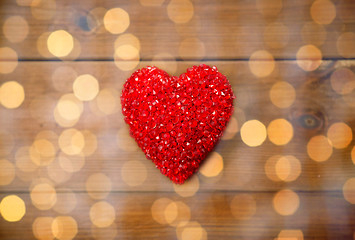 Image showing close up of red heart decoration on wood