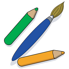 Image showing Paintbrush and pencils