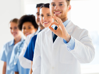 Image showing close up of doctors showing ok sign at hospital