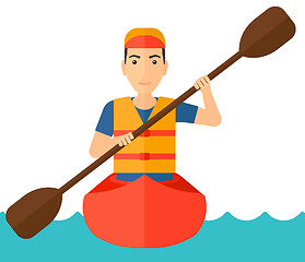 Image showing Man riding in canoe.