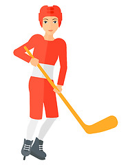 Image showing Ice-hockey player with stick.