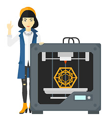 Image showing Woman with three D printer.