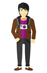 Image showing Man with camera on chest.