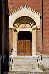 Image showing door   in italy angel   closed brick  pavement