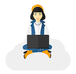 Image showing Woman sitting with laptop.