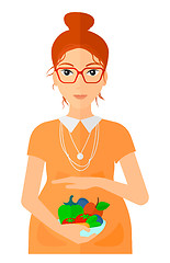 Image showing Pregnant woman with vegetables.
