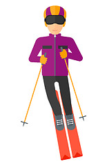 Image showing Young man skiing.