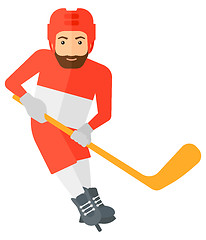 Image showing Ice-hockey player with stick.