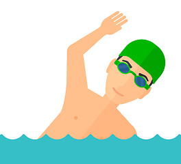 Image showing Swimmer training in pool.