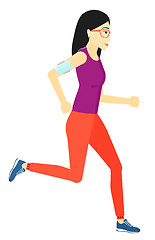 Image showing Woman jogging with earphones and smartphone.