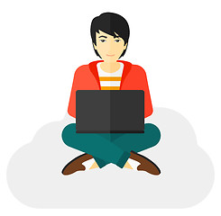 Image showing Man sitting with laptop.