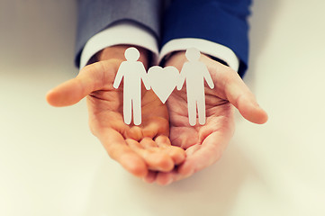 Image showing close up of happy male gay couple with love symbol