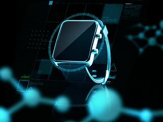 Image showing close up of black smart watch